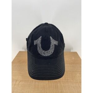 True Religion Black Baseball Hat Adjustable Strapback Crafted With Pride